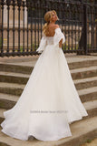 A Line Organza Wedding Dresses with Detachable Flare Sleeves Sexy Pleated A Line Floor Length Bridal Gowns