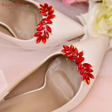 X31 Red Rhinestone Shoes Clips Bridal High Heel Shoe Ornaments Jewelry Wedding Shoes Decoration Clip DIY Accessories
