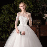 Dress 2023 New The Half Sleeve Lace Up Ball Gown Romantic Wedding Gowns Princess Classic Appliques Wedding Dresses C30