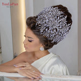 HP420 Luxury Bridal Tiara Wedding Headband Rhinestone Wedding Hair Accessories Handmade Bride Headpiece Head Jewelry