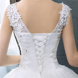 Korean Style V-Neck Lace Tank Sleeveless Floral Print Ball Gown Wedding Dress 2023 New Fashion Simple estidos de noivas CC