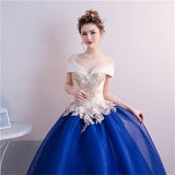 Novias Blue Quinceanera Dresses Elegant O Neck Off The Shoulder Lace Beading Party Prom Luxury Quinceanera Dress Pluse Size