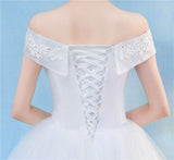 Elegant Lace Vintage White Wedding Dresses Boat Neck Off The Shoulder Plus Size Ball Gown Robe de Cheap With Appliques