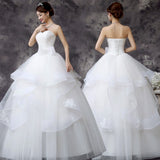 Novias Strapless Wedding Dress 2023 New Korean Style Ivory Princess Bride Frocks Bridal Gown Pluse size Vestido De Novia