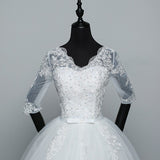 Dresses Hot Sale Elegant Princess Adjust Lace Three Quarter Sleeve Bridal Gowns Vestidos De Noiva Plus Size