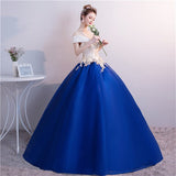 Novias Blue Quinceanera Dresses Elegant O Neck Off The Shoulder Lace Beading Party Prom Luxury Quinceanera Dress Pluse Size