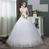 Korean Style V-Neck Lace Tank Sleeveless Floral Print Ball Gown Wedding Dress 2023 New Fashion Simple estidos de noivas CC