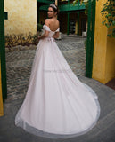 Tulle Wedding Dresses with Sleeves Off Shoulder Sweetheart Lace Up Floor Length Wedding Bridal Gowns Vestido de noiva