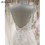 Strap V Neck Beach Wedding Dresses Backless Ivory Tulle Wedding Dress Beach Wedding Dresses Vestido de Noiva