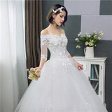 Style Lace Half Sleeve Floral Print Ball Gown Wedding Dress 2023 New Fashion Embroidery Sweetheart estidos de noivas