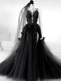 Black Wedding Dresses Sexy Backless High Side Split A-line Bridal Dress Lace Wedding Gowns Without Veil Vestido De Novia