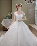 Off the Shoulder Luxury Lace Egde Embroidery 2023 Wedding Dresses Long Train V Neck Elegant Plus size Vestido De Noiva Bride
