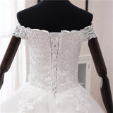 Novias New Arrival Africa Style Korean Lace Applique Wedding Dress V Neck off Shoulder Plus Size Bridal Gown Dress Princess