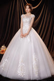 O Neck Short Sleeve Wedding Dress Shining Sequins Wedding Gown Plus Size Lace Bridal Dress Vestido De Noiva Robe Mariage