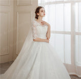 Ball Gowns Lace Embroidery Half Sleeve Fashion Classic V Neck Wedding Dresses Sequined Simple Vestido De Noiva plus size