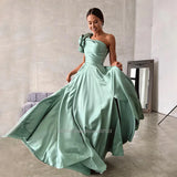 de Novia’s Breathtaking One Shoulder Strapless Floor Length Evening Dresses and Bridal Gowns with Puff Sleeves