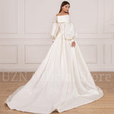 Elegant A-Line Wedding Dresses Off The Shoulder Puff Sleeve Bridal Gowns Boho Beach Princess Evening Wedding Gowns Plus Size