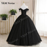 Off The Shoulder Black Quinceanera Dresses Party Prom Ball Gown Classic Lace Embroidery Bead Plus Szie Vestidos De 15 Anos
