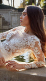 Sexy Deep V-Neck Wedding Dres Long Sleeve Backless Modern Mermaid Bride Gown Illusion Zipper Button Vestido De Novia