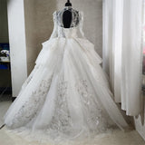 Beading Vintage Arabic Lace Wedding Dresses Long Train Appliqued Long Sleeves Ivory Bride Gowns 2023 New Muslim Princess