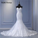 New Arabic Aso Ebi Vintage Lace Beaded Sequined Wedding Dresses Strapless Mermaid Bridal Dress Sexy Cheap Wedding Gowns