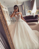 Bohemian Wedding Dresses Women's Elegant Sweetheart A-Line Decal Princess Bridal Gowns Tulle Formal Beach Party Vestido
