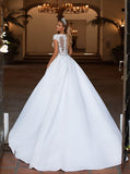 Women's Wedding Dress Lace Appliqué Beaded V-Neck Robe De Mariée Long Sleeve Bridal Dress Seaside Wedding Party Vestidos De
