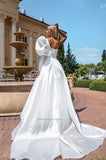 Strapless A-Line Wedding Dresses One Shoulder Long Sleeves Sweep Train Bridal Gowns Vestido De Noiva
