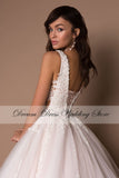 Tulle Deep V-Neck Sleeveless Princess Wedding Dresses 2023 Lace Up Beads Applique Bridal Dress Ball Gown Vestidos De Novia
