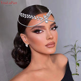 Woman Headband with Comb Forehead Head Chain Bridal Tiara Wedding Hair Accessories Pageant Hair Ornament Headwear HP524