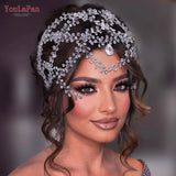 HP471 Rhinestone Forehead Headband Fashion Crystal Bridal Headpiece Party Wedding Hair Accessories Bride Tiara Headwear