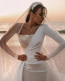 Women's Wedding Dresses Satin Pleated Glittering Sequin Mermaid Pleated Bridal Gowns Robe Vestidos De Novia свадебное