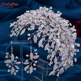 HP377 Golden Wedding Hair Accessories Alloy Leaves Bridal Tiara Crystal Side Hair Headpiece Floral Bride Crown Party