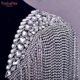 SP48 Tassel Shoulder Patches for Wedding Dress Epaulet Woman Clothing Accessories Handmade Rhinestone Patches Jewelry