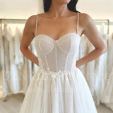 Elegant A-Line Wedding Dresses Spaghetti Straps Appliques Split Bridal Gowns Boho Beach Evening Wedding Gowns Custom Size