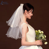 NICEB Short Elbow Length Veils Wedding Accessories Bridal Veils White 60cm Bow Wedding Veils In Stock Hot Selling Fashion