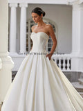And Gorgeous Bride Gowns Ivory Women's Sweet Satin Pleated A-Line Sleeveless Princess Wedding Dresses Formal Prom Party