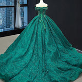 Colorful Lace Wedding Dress Party Prom Dress Shinny Beading Off The Shoulder Ball Gown Wedding Gowns