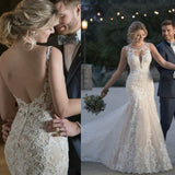 Luxury Mermaid Wedding Dress 2023 V-Neck With Train Sexy Backless Bride Gown Lace Applique Sleeveless Vestidos De Noiva