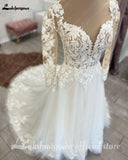 Plus Size Long Sleeves Wedding Dresses For Women Sexy V Neck A Line Bridal Dress Vestido De Novia vestido feminino