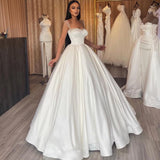 Dress Elegant Ladies Sweetheart Satin Wedding Dress Thin Double Strap Bridal Dress Floor Length 2023 Robe De Mariée فستان