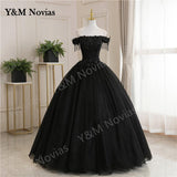 Off The Shoulder Black Quinceanera Dresses Party Prom Ball Gown Classic Lace Embroidery Bead Plus Szie Vestidos De 15 Anos