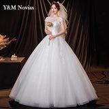 Ball Gown Sweetheart Off White Ivory Tulle Bridal Dress For Wedding Dresses with Sleeve 2023 Pearls Marriage Customer Made