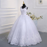 Novias Crystal Bead V neck Beautiful Lace Appliques Wedding Gown Embroidery Ivory Wedding Dress A line