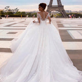Wedding Dress Organza With Embroidery Princess Ball Gown Sweetheart Full Sleeve Simplicity Back Button Vestido De Novia