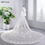 Luxury Lace Long Tulle Wedding Veils Two Layer With Comb White Ivory Bridal Veil for Bride Marriage Wedding Accessorie