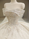 New Off The Shoulder Wedding Dress Lace Up Luxury Bridal Ball Gown Vestido De Noiva Sweep Large Train Plus Size Made Custom