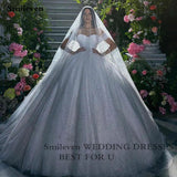 Princess Wedding Dress Ball Gowns Glitter Tulle Sweetheart Bride Dresses Robe De Mariee Off The Shoulder Wedding Gowns