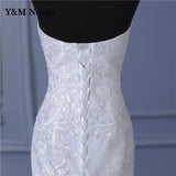 New Arabic Aso Ebi Vintage Lace Beaded Sequined Wedding Dresses Strapless Mermaid Bridal Dress Sexy Cheap Wedding Gowns