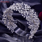 HP446 Bridal Tiaras Crystal Pearl Headband Wedding Headwear Bride Hair Accessories Women Headpiece Pageant Head Jewelry